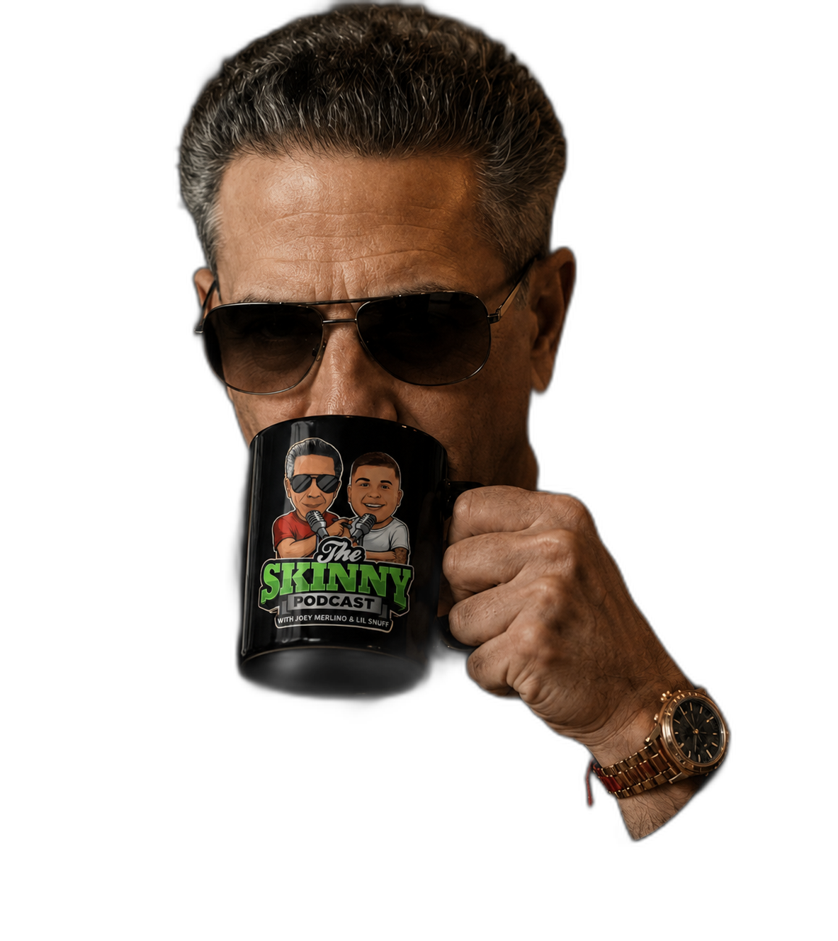 The Skinny Joey Merlino & Lil Snuff Podcast Black Coffee Mug (11oz/15oz)