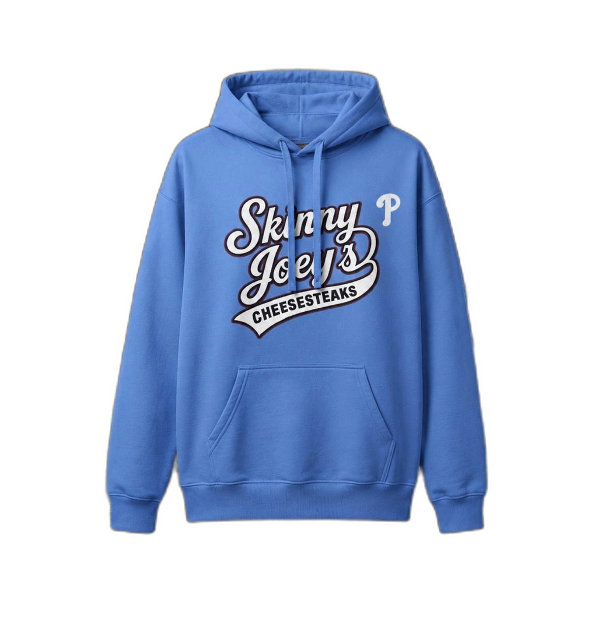 Phillies logo pullover hoodie in carolina blue, Skinny Joey Merlino Philly mob merch