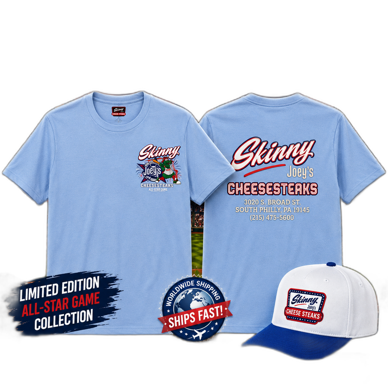 2026 MLB All Star Edition Philly x Skinny Joey’s  T-Shirt | Worldwide Delivery