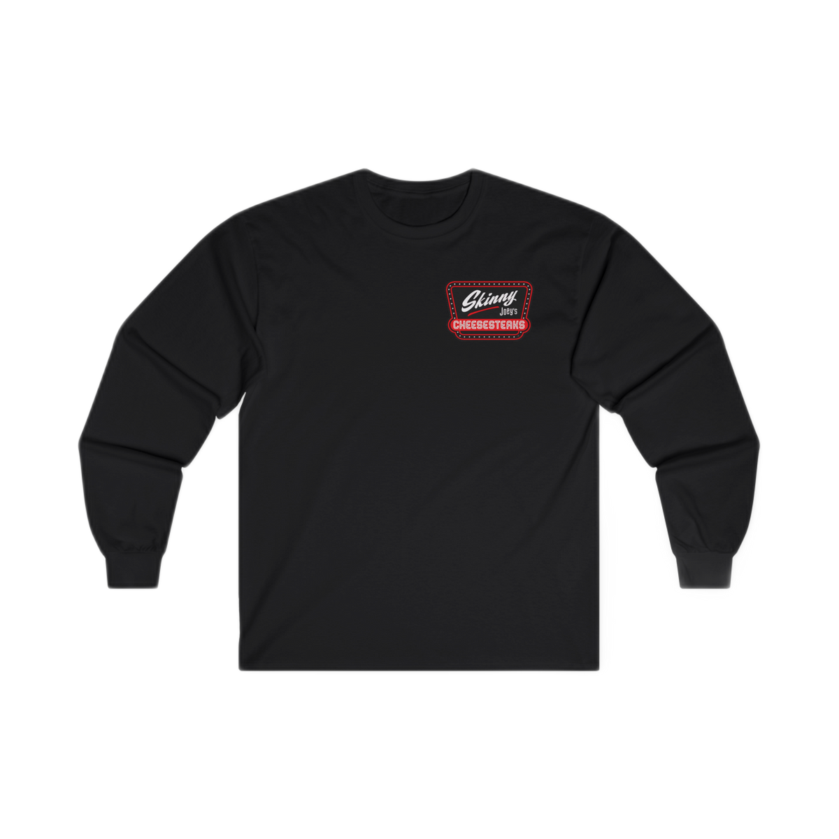 Skinny Joey's Cheesesteaks long sleeve tee, main product photo, Joseph Merlino Philadelphia merch