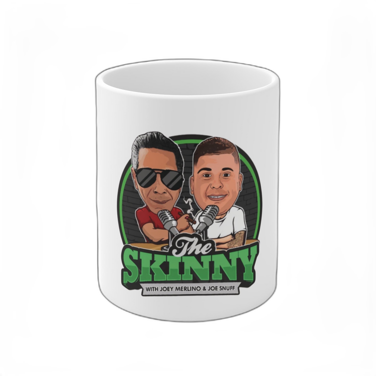 The Skinny Podcast 11oz coffee mug, main product photo, The Skinny with Joey Merlino podcast merch