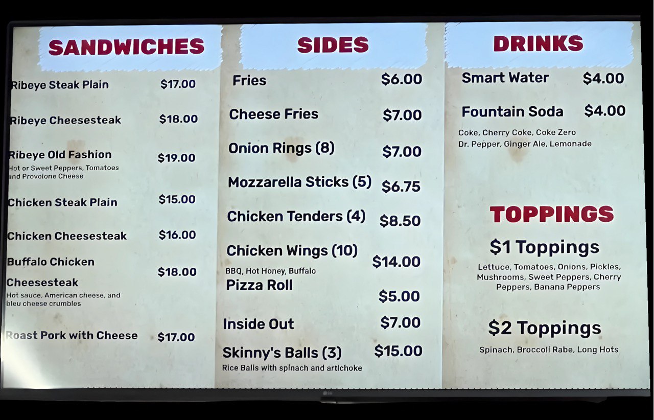 skinny joey menu